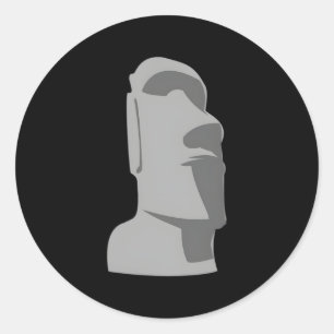 Tiki Moai Osterinsel Hawaiian Luau Gray Runder Aufkleber