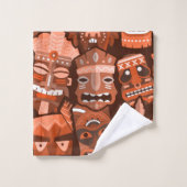 TIKI Muster 2 Badhandtuch Set (Waschlappen)