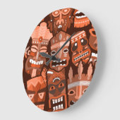 TIKI-Muster 2 Große Wanduhr (Winkel)