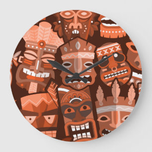 TIKI-Muster 2 Große Wanduhr