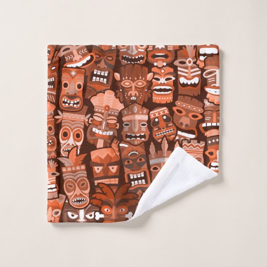 TIKI Muster 3 Badhandtuch Set (Waschlappen)