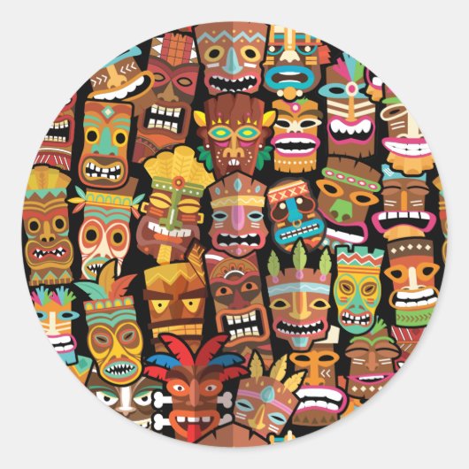 TIKI Muster 4 Runder Aufkleber (Vorderseite)