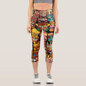 TIKI Muster 5 Capri Leggings (Vorderseite)