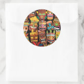 TIKI Muster 5 Runder Aufkleber (Tasche)