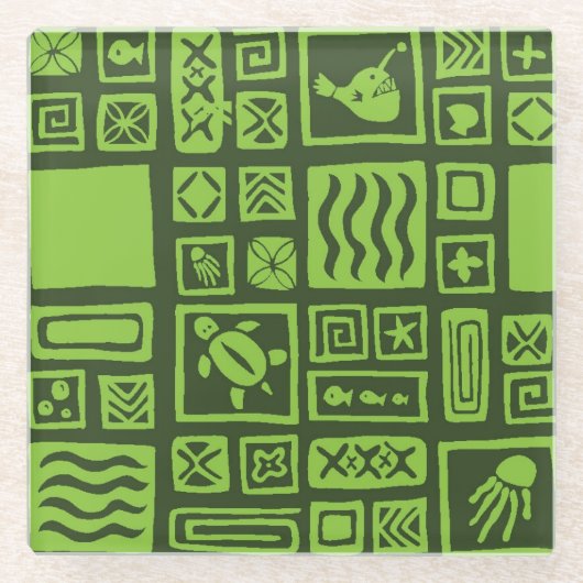 Tiki-Muster Glasuntersetzer (Vorderseite)