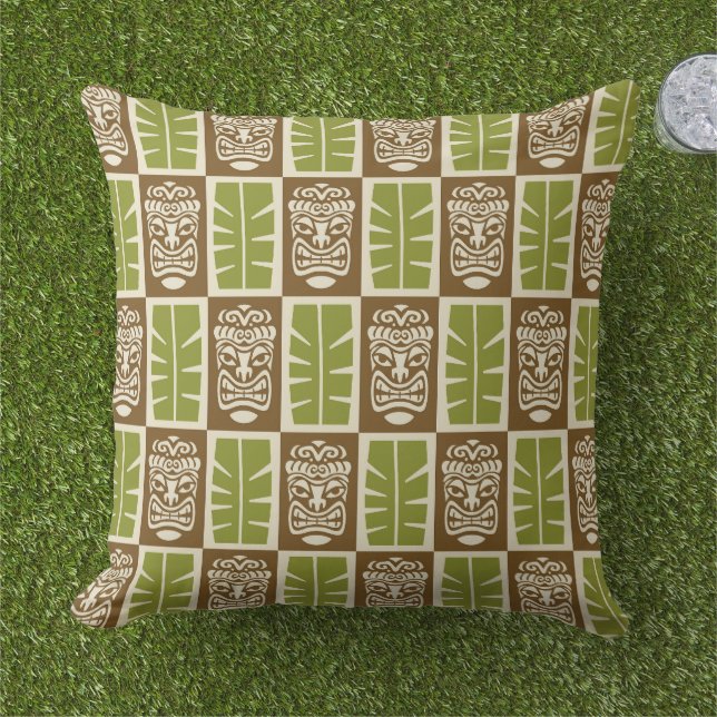 Tiki-Muster Kissen (Gras)