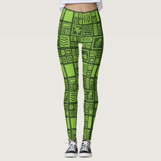 Tiki Muster Leggings (Vorderseite)