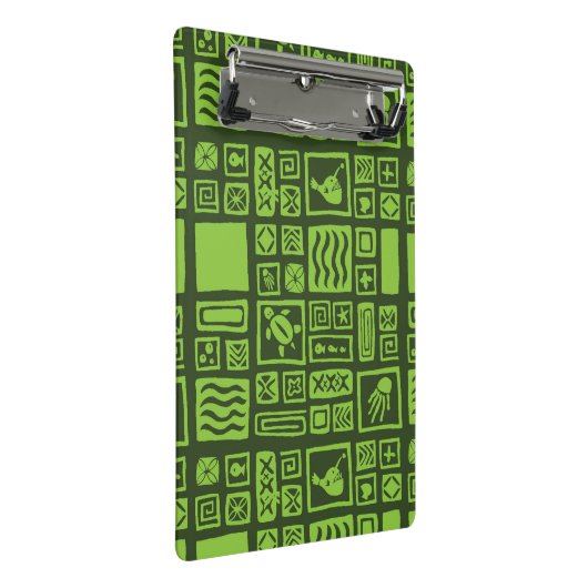 Tiki Muster Mini Klemmbrett (Schrägansicht)