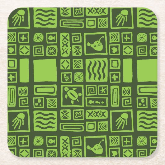 Tiki-Muster Rechteckiger Pappuntersetzer (Vorderseite)