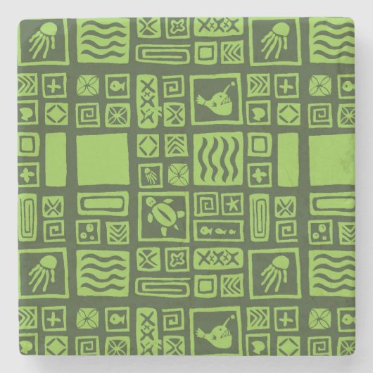 Tiki-Muster Steinuntersetzer (Vorderseite)