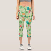 Tiki-Papagei Capri Leggings (Vorderseite)
