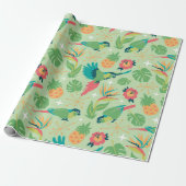 Tiki-Papageien-Geschenkpapier Geschenkpapier (Ungerollt)