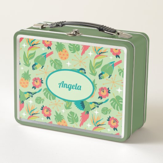 Tiki-Papageien-Lunchbox Metall Brotdose (Vorderseite)