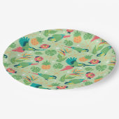 Tiki-Papageien-Papierplatten Pappteller (Schrägansicht)