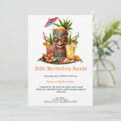 Tiki Party Birthday Invitation – Tropical Luau  Einladung (Stehend Vorderseite)
