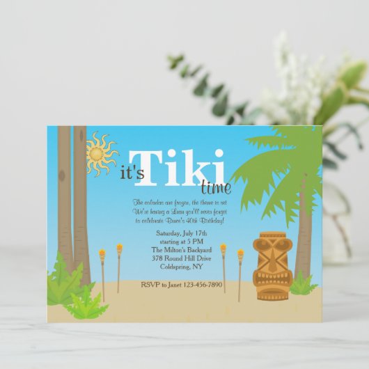 Tiki Party Einladung (Stehend Vorderseite)