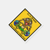 Tiki Party Funny Design on Yellow (Personalisiert) Serviette (Ecke)