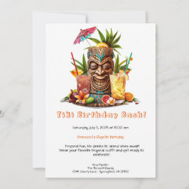 Tiki-Party-Geburtstagseinladung – Tropische Luau-F Einladung