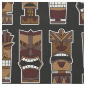 Tiki Party-Gewebe Brown und Schwarzes Stoff (Nahaufnahme)