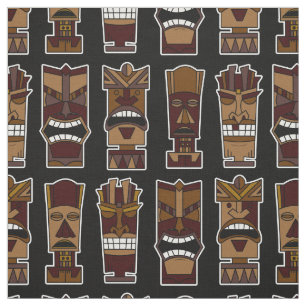 Tiki Party-Gewebe Brown und Schwarzes Stoff