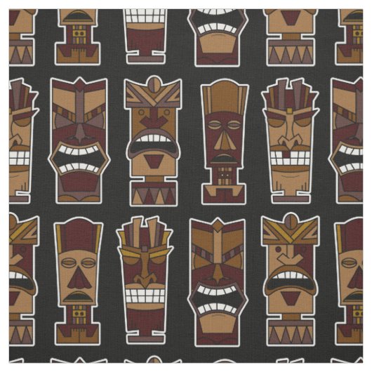 Tiki Party-Gewebe Brown und Schwarzes Stoff (Muster)