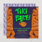 Tiki Party Luau Einladung (Vorne/Hinten)