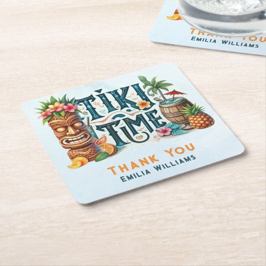 TIKI Party Personalisiert Custom Rechteckiger Pappuntersetzer (angewinkelt)