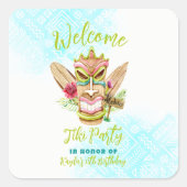 Tiki Party Quadratischer Aufkleber (Vorderseite)