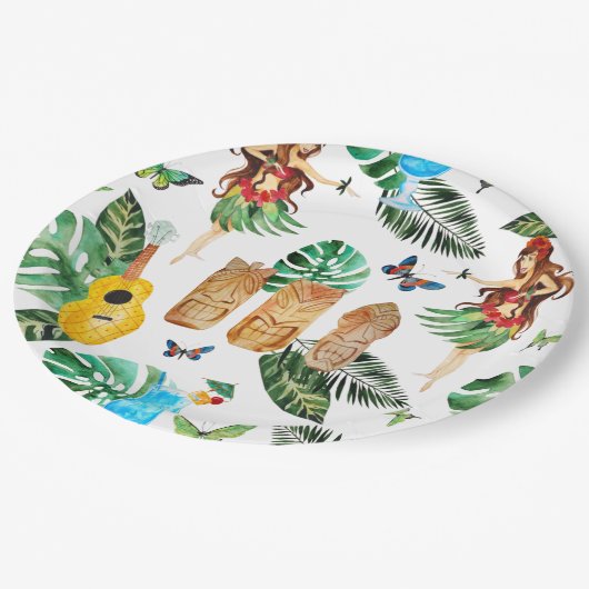 Tiki Party-Teller Pappteller (Schrägansicht)