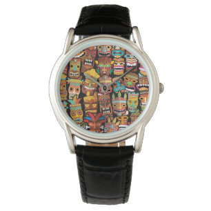 Tiki Pattern Armbanduhr