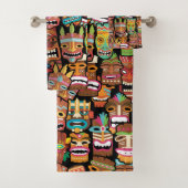Tiki Pattern Badhandtuch Set (Insitu)