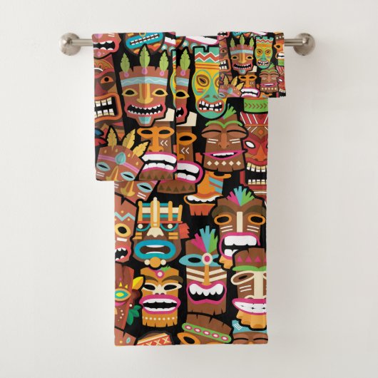 Tiki Pattern Badhandtuch Set (Insitu)