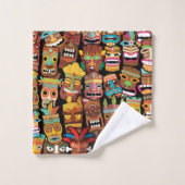 Tiki Pattern Badhandtuch Set (Waschlappen)