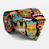 Tiki Pattern Krawatte (Gerollt)