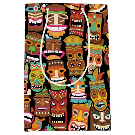 Tiki Pattern Mittlere Geschenktüte (Vorderseite)