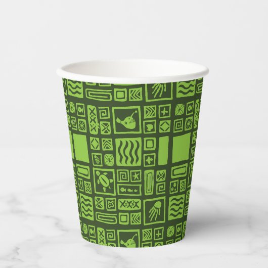 Tiki Pattern Pappbecher (Vorderseite)