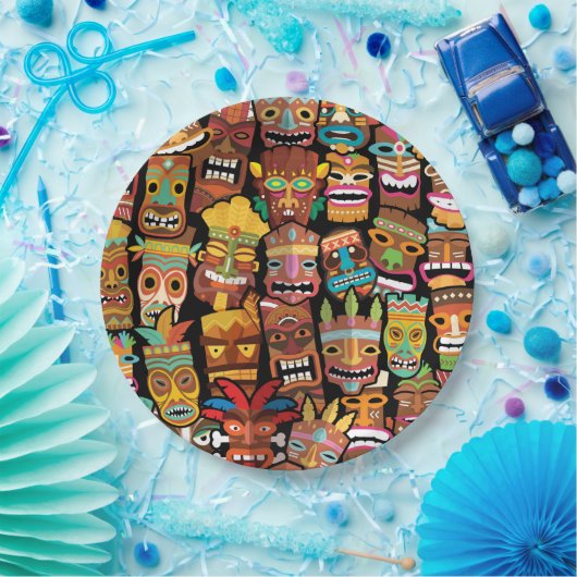 Tiki Pattern Pappteller (Party)