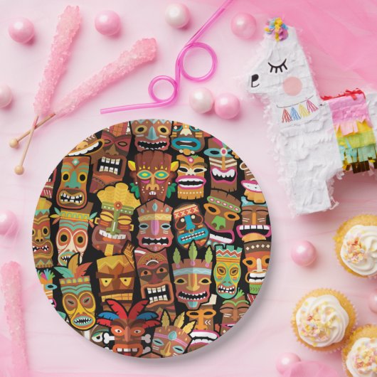 Tiki Pattern Pappteller (Party)