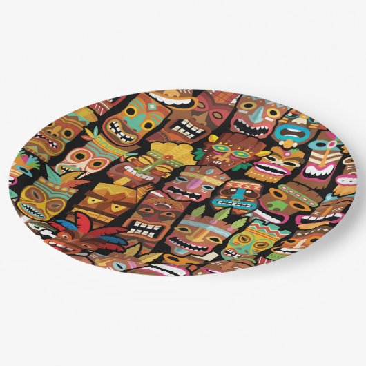 Tiki Pattern Pappteller (Schrägansicht)