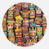 Tiki Pattern Runder Aufkleber (Vorderseite)