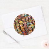 Tiki Pattern Runder Aufkleber (Umschlag)