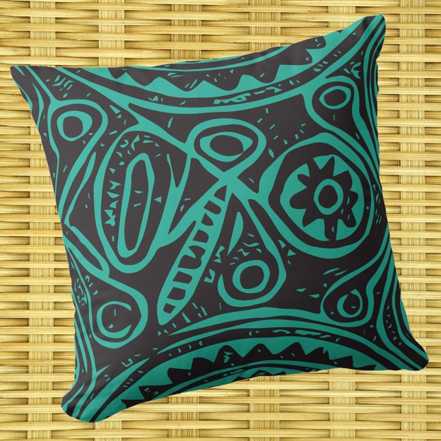 Tiki Pattern Vintag melanesisch Kissen (Von Creator hochgeladen)