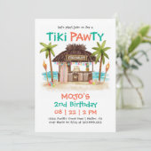 Tiki Pawty Tropical Beach Dog Party Einladung (Stehend Vorderseite)