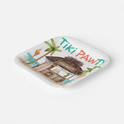Tiki Pawty Tropical Beach Dog Party Pappteller (Gewinkelt)