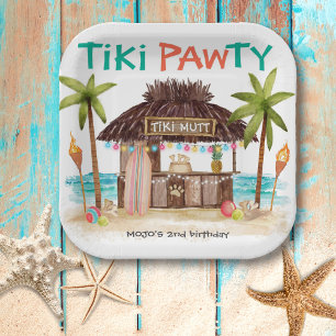 Tiki Pawty Tropical Beach Dog Party Pappteller