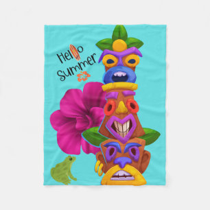 Tiki-Pfosten Sommer Grafik mit Hallo Sommer Fleecedecke