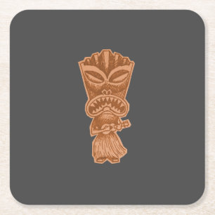 Tiki Rechteckiger Pappuntersetzer