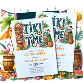 TIKI RETIREMENT Tropical Luau Hawaiian Party Einladung