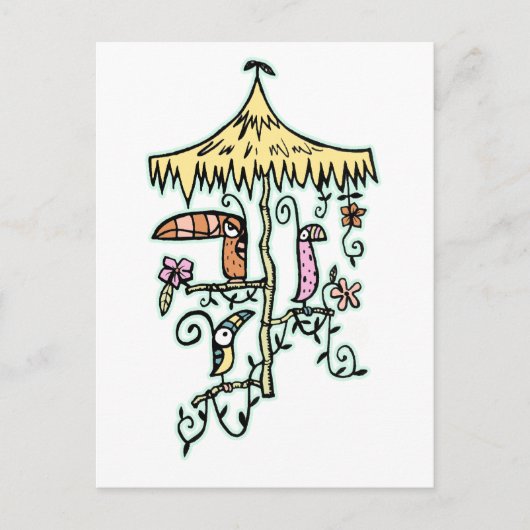 Tiki Room Birds on a Perch von Tiki Ony Postkarte (Vorderseite)