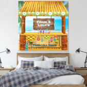 Tiki Shack Blue Beachy Floral Foto Zeichnend Leinwanddruck (Insitu (Schlafzimmer))